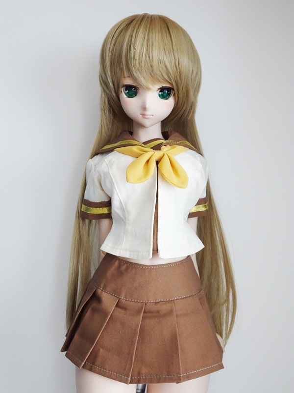60cm 単品商品,制服コーデ パーツ,セーラー服用ブラウス 半袖 単品 制服コーデ DD M L DDdy スマートドール S AZO2 G 半袖セーラー制服ブラウス 茶系 金ライン littlewonderWARDROBE