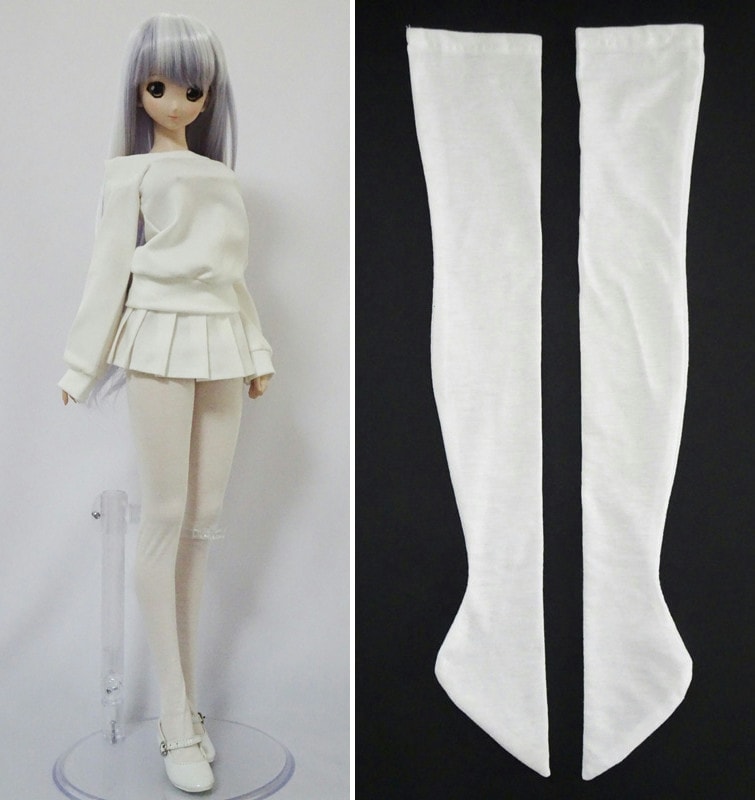 単品】DD/DDdy シンプルサイハイソックス（白ニット） | 【60cm】単品