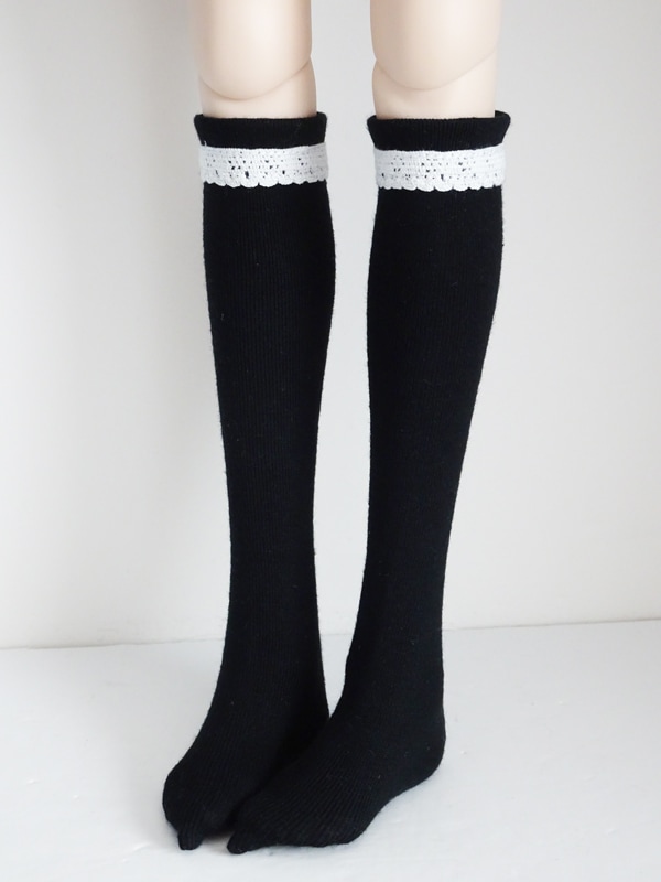 単品】DD ラインハイソックス（黒/白レースライン） | 【60cm】単品