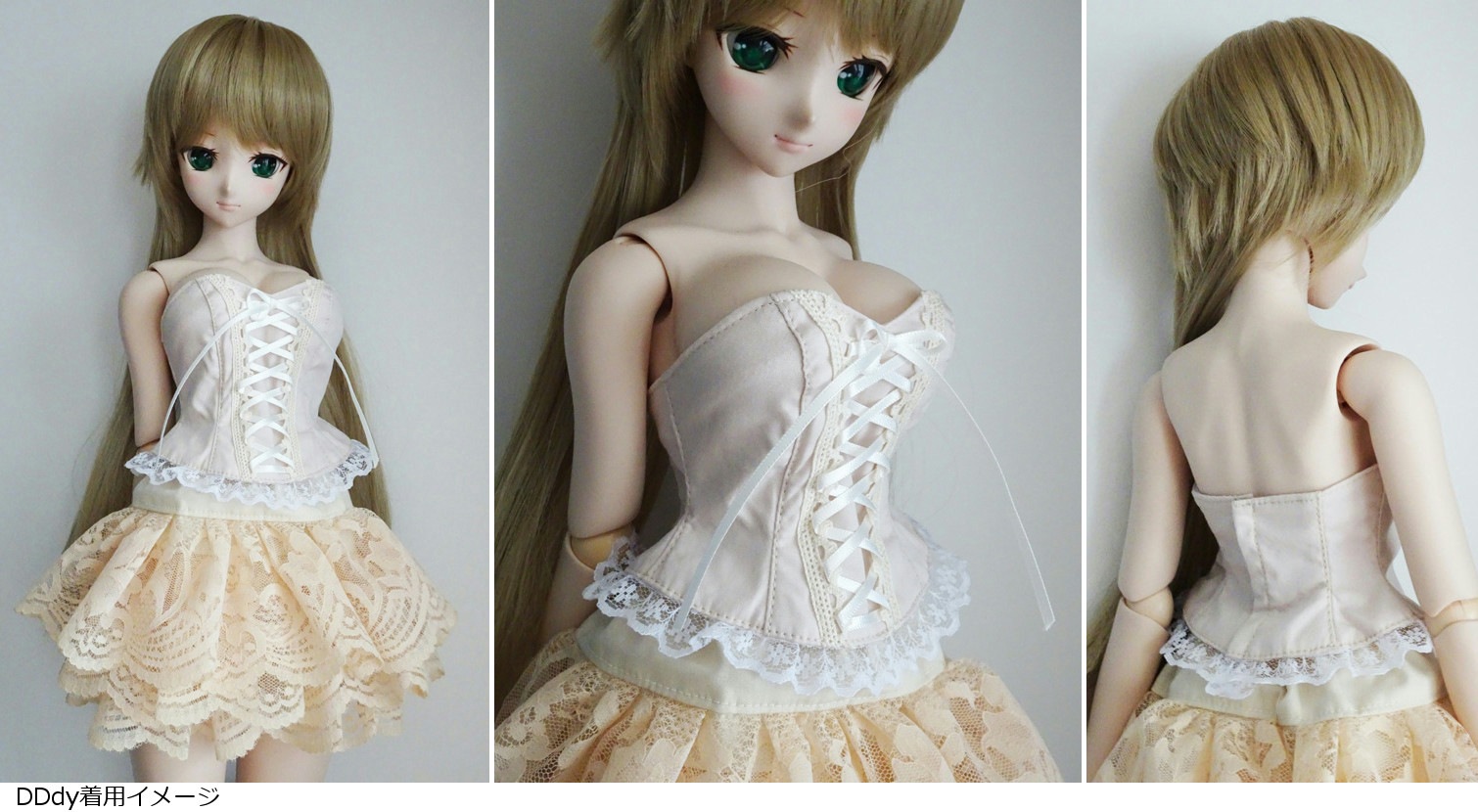 単品】DDS(L)/DD(L)/DDdy レースアップビスチェ（クリームフラワー