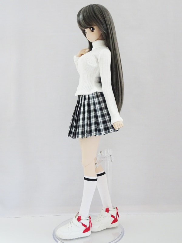 単品】DD ラインハイソックス（白/黒ライン） | 【60cm】単品商品