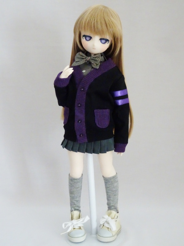 MDD スクール風ラインカーディガンセット（黒×紫） | 【40cm】ミニ