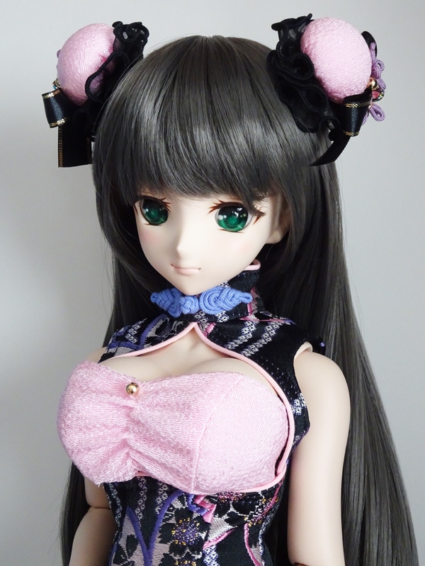 DD(L) フロントセクシー金襴ロングチャイナ（桜雨/ピンクパイピング/紫