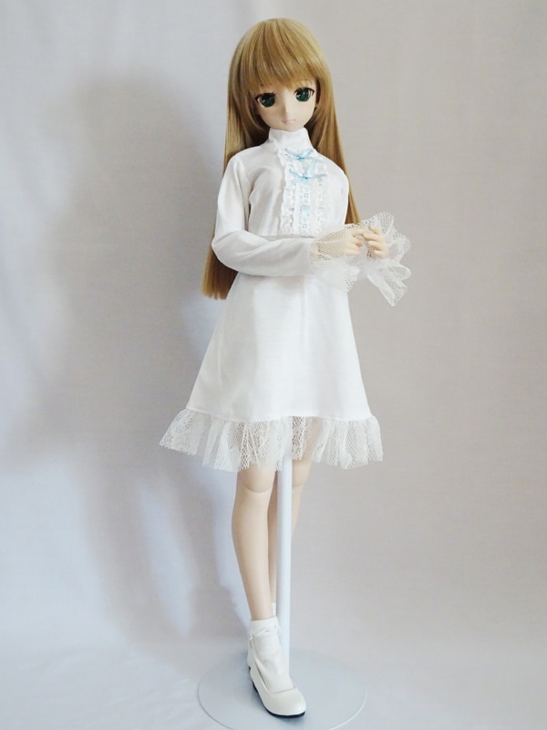 DDS/DD/DDdy/スマートドール(S) ベルフリルワンピース（白/水色リボン