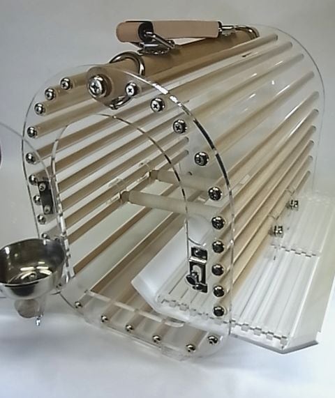 LITTLE BUDDY クリア中型インコ用 オレンジ×グリーン 中型インコ用キャリー