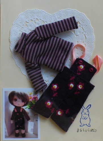 コロちゃんサイズ　紫ボーダーカットソー＆コール天サロペット　　/まるしぇらぱん・ハンドメイド