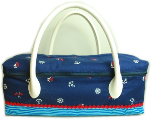 お人形とおでかけバッグ（大）　マリン　ホワイト　ストライプ　/　ブライスドールサイズ　　【まるしぇらぱん】　　ｈ260620-01