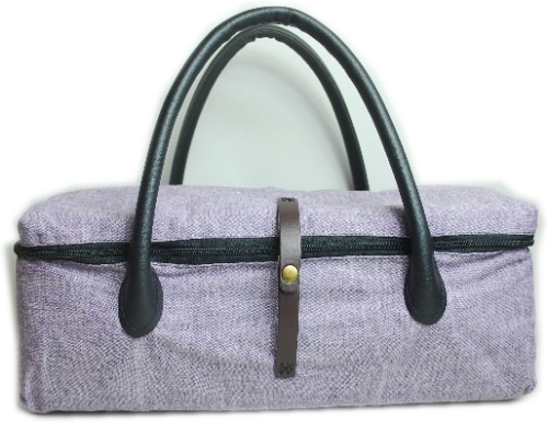 お人形とおでかけバッグ（大）　シンプル無地（薄紫×黒）　/　ブライスドールサイズ　　【まるしぇらぱん】　　ｈ260620-02