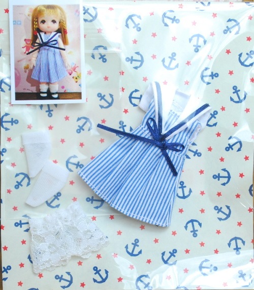 売切れました　まるしぇらぱん☆ハンドメイド　オビツ11ｃｍサイズ　セーラーワンピセット　/H2705-ma002