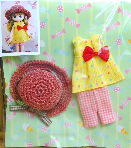 まるしぇらぱん☆ハンドメイド　オビツ11ｃｍサイズ　夏のお遊び着セット　イエロードットチュニック　/H2705-ma004