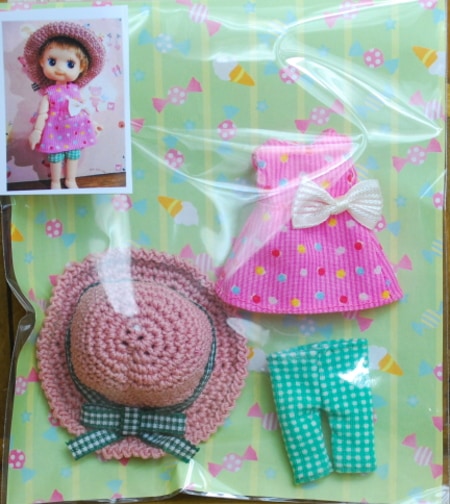 まるしぇらぱん☆ハンドメイド　オビツ11ｃｍサイズ　夏のお遊び着セット　ピンクドットチュニック　/H2705-ma005