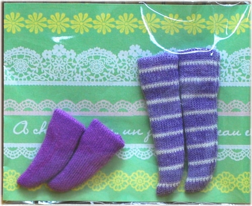 【ハンドメイド】　オビツ11ｃｍサイズ　靴下２足組　　パープルset
