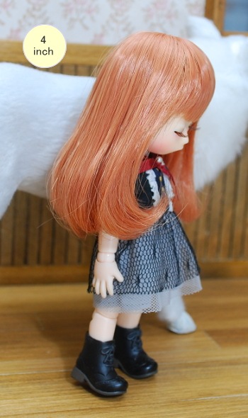 4インチ】 ドール用ウィッグ 【new! ふんわり内巻きロング】 サーモン