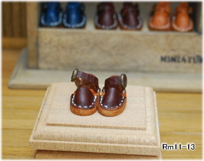 【ハンドメイド/Rose-mic】 　ストラップサンダル　茶　【オビツ11cmボディサイズ】　/Rm11-13