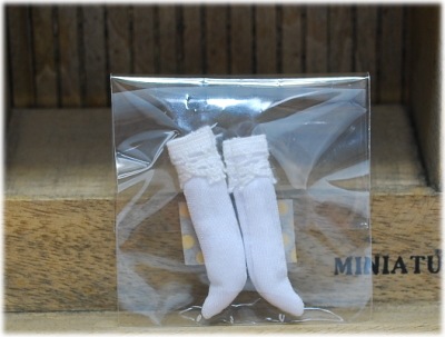 完売　　　【ハンドメイド/Rose-mic】 　革靴のボディへの色移り防止に！オビツ11サイズソックス　白レース付き　/Eo06-02