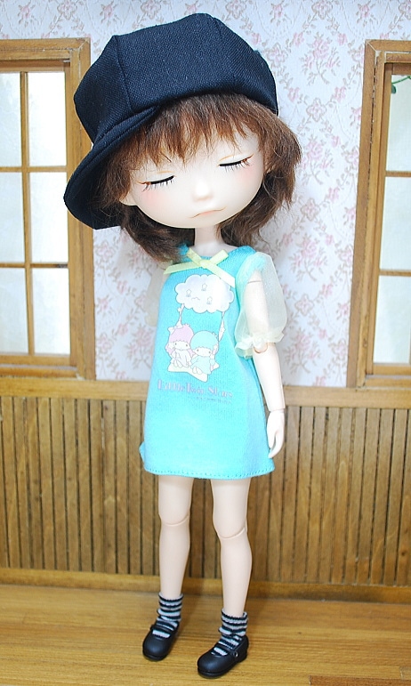 【コロ24ヘッド+オビツ24cm】　 癒やしの眠り目ちゃん♪　モヘアwig　＜オクリド様メイク＞