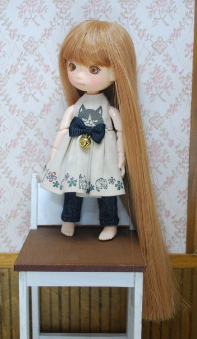 3.5インチ】 ドール用ウィッグ スーパーロングストレート 【ミルクティ