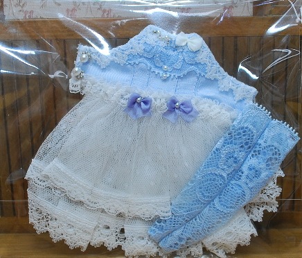売り切れ　　【ハンドメイド/7th*Dahlia 】 BonbonC ビスチェドレス＆レースソックス　セット　＜blue＞　【BonbonCサイズ】　ｙ02