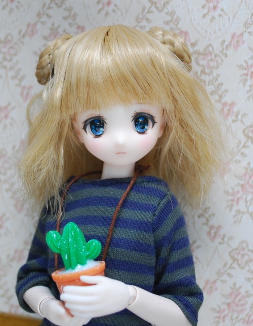 4.5インチ】 ドール用ウィッグ カジュアル三つ編み団子 / ミルクティ