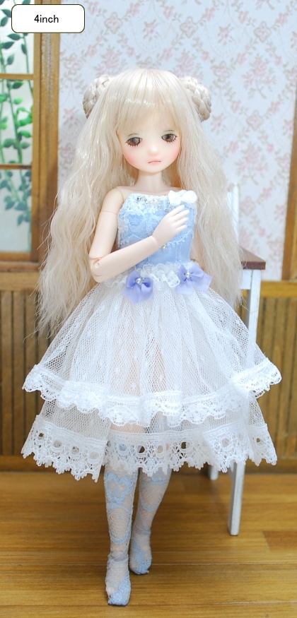 【4インチ】　ドール用ウィッグ　ロレイユ・ウェーブ　ロング　　/ ベージュピンク(new)　（mixカラー）