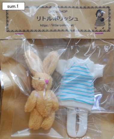 【ハンドメイド/オビツ11cm】 リブ付ラグランTシャツワンピセット ★白×水色ボーダー★ 【sum.1】