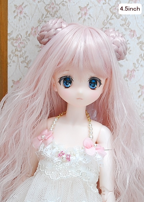 【4.5インチ】　ドール用ウィッグ　ロレイユ・ウェーブ　スーパーロング　　/ フェアリーピンク（mixカラー）