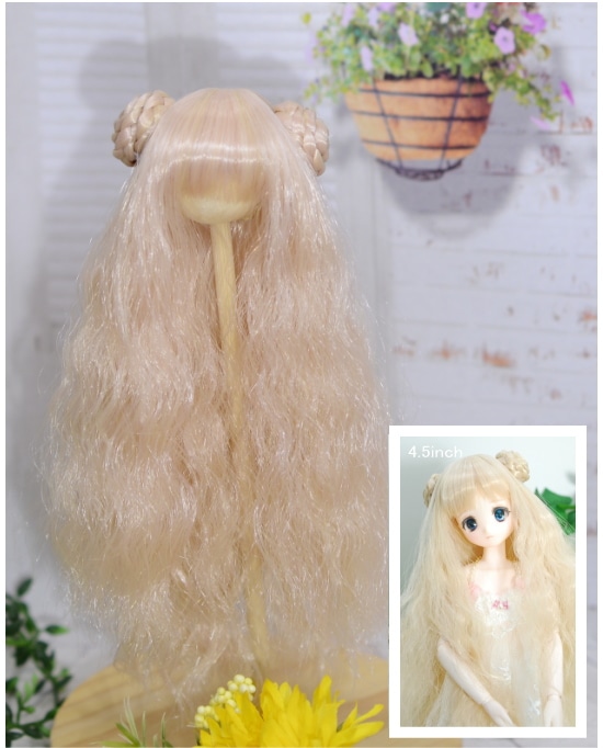 　【4.5インチ】　ドール用ウィッグ ロレイユ・ウェーブ　スーパーロング　（ピンクベージュ（mixカラー））