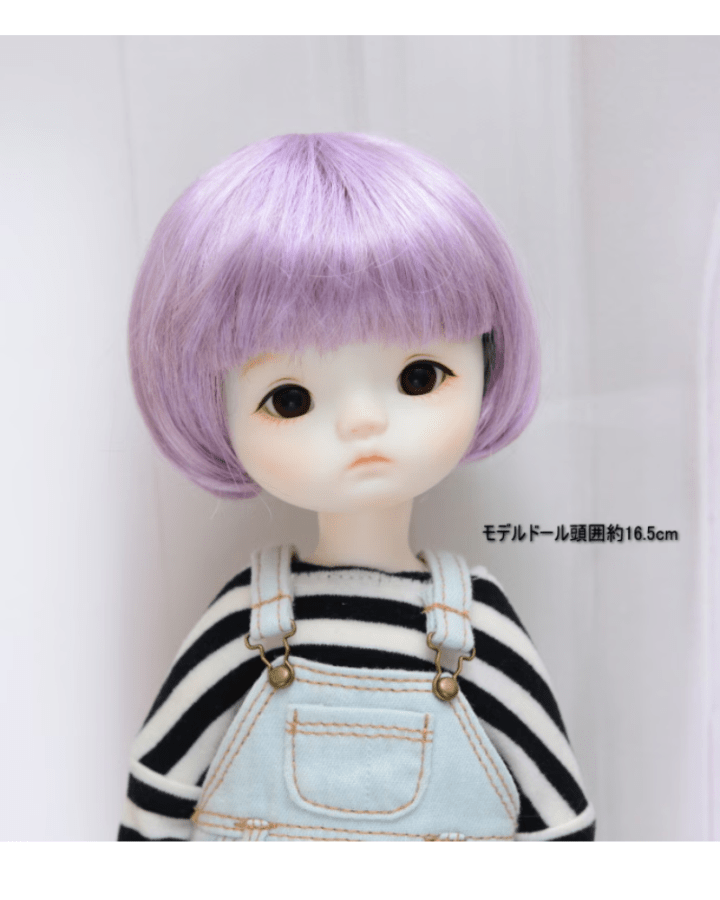 【6～7インチ】　ドール用ウィッグ　ショートボブ　人造モヘア　（2色）