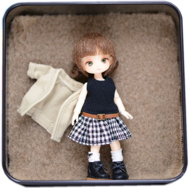 【カスタムドール】作家様コラボ　フルセット　ミゼットカスタムドール　ワンピース&カーデセット★B★