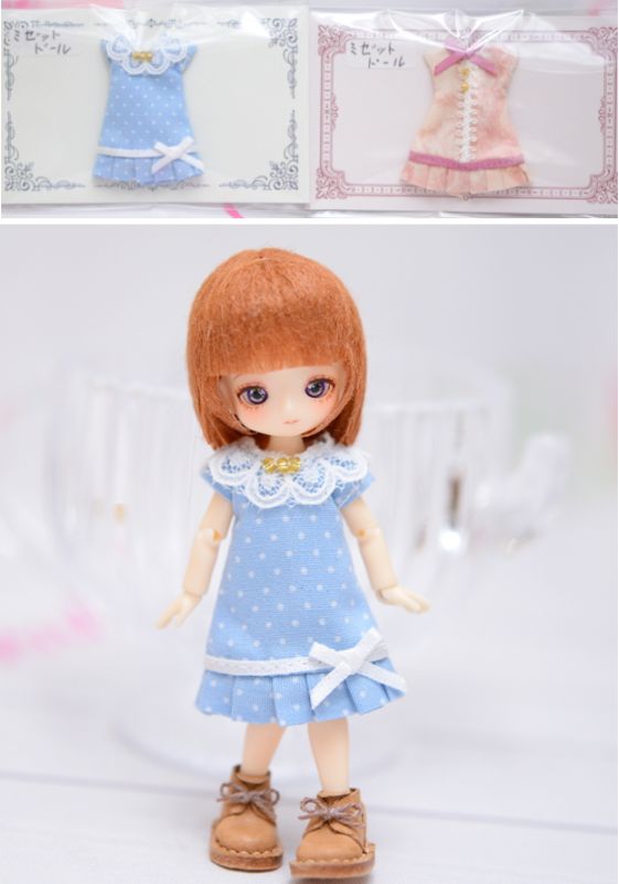 ◆委託品◆　アトリエ†月布様　ミゼットドールサイズ　お洋服　　Aライン裾プリーツ（2種）
