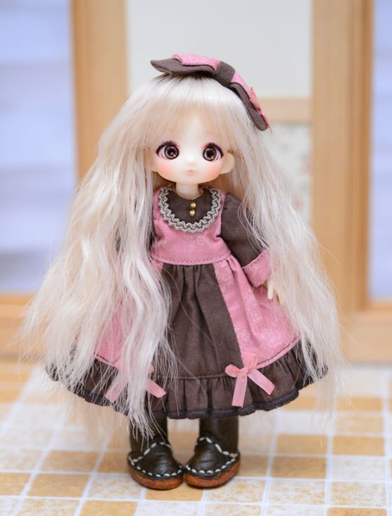 CoroporoDolls レジン製オリジナル素体（うか4.1)　コラボカスタムドール【ピンク】