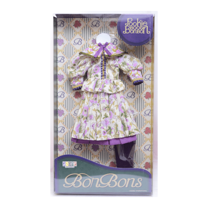 アゾンインターナショナル BonBons 花柄MIXブラウス＆スカートセット　ベージュ×パープル