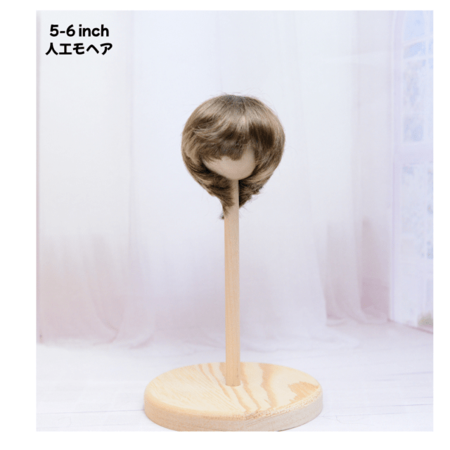 【5-6インチ】人工モヘア　ドール用ウィッグ　ショート（襟足長め） ブラウンミックス　海外製