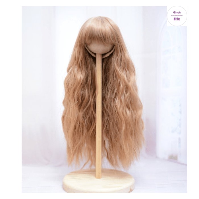 【6インチ】　耐熱　ドール用ウィッグ　ゆるふわロング　ゴールデンオリーブ　/頭囲約15cm