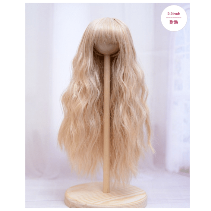 【5.5インチ】　耐熱　ドール用ウィッグ　ゆるふわロング　ミルクティミックス　/頭囲約14cm