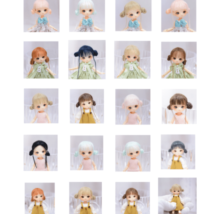 ミゼットドール用　M式キャップフェイクファーウィッグ　ハンドメイド品