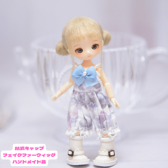 ミゼットドール用　M式キャップフェイクファーウィッグ（ベージュ4）　ハンドメイド品/202608