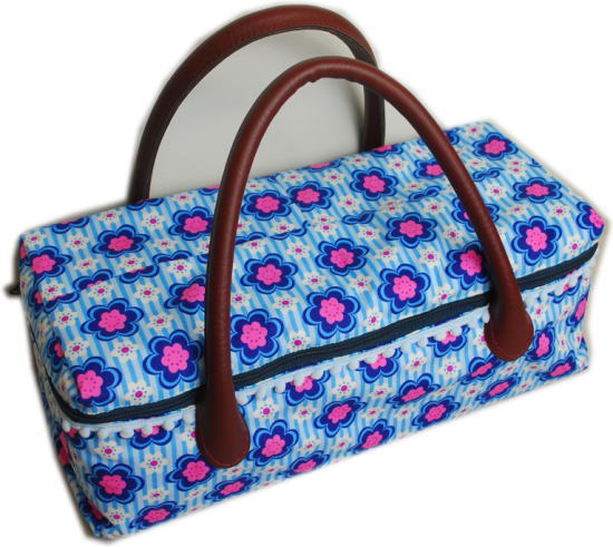 *お形とおでかけバッグ ［水色ストライプ/ピンク花］　ブライスドールサイズ　【まるしぇらぱん】　h2508-mab03