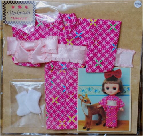 （売切）きせかえお着物　おでこちゃん用　ふだん着きもの　ピンク　/Toshi