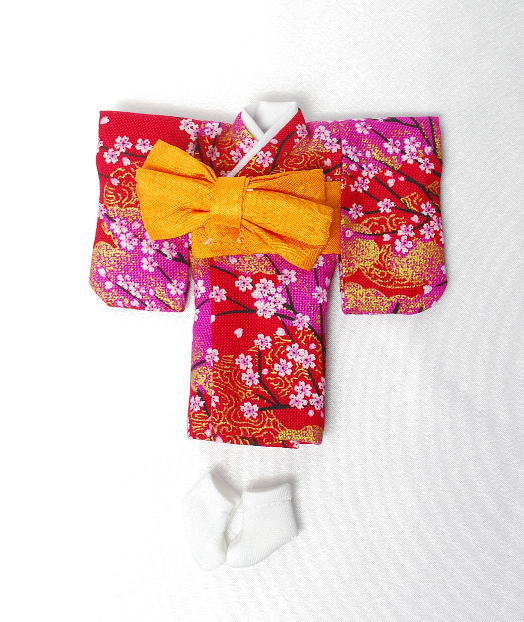 【オビツ11ｃｍ】　きせかえお着物　　簡単ver.　梅ピンク　/Toshi　H2412-T01