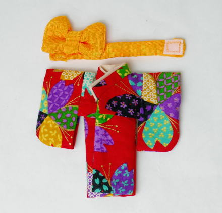 【オビツ11ｃｍ用】　きせかえお着物　えんじ　/Toshi