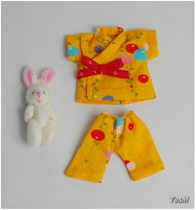 【オビツ11ｃｍ用】　きせかえお着物　甚平　やまぶき　/Toshi