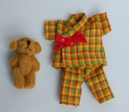 【オビツ11ｃｍ用】　きせかえお着物　甚平　やまぶき格子柄　/Toshi