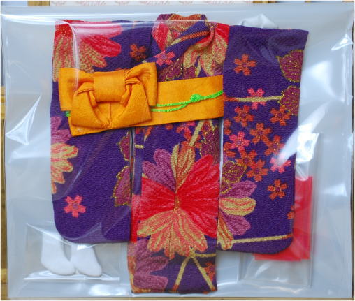 【オビツ23ｃｍ】　きせかえお着物　　振袖　【縮緬・紫】  　/Toshi