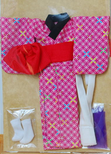 【オビツ23ｃｍ】　きせかえお着物　　町娘風着物セット　ピンク 　/Toshi