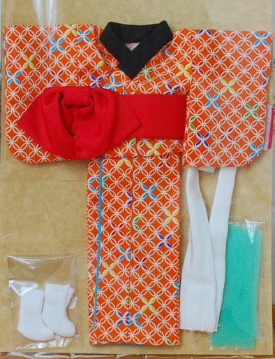 【オビツ23ｃｍ】　きせかえお着物　町娘風着物セット　オレンジ 　/Toshi