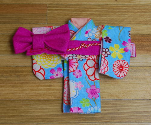 ＜新柄＞【オビツ11ｃｍ】　きせかえお着物　水色小花　/Toshi