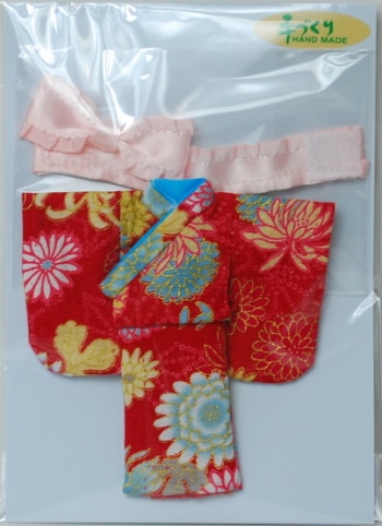 ＜新柄＞【オビツ11ｃｍ用】　きせかえお着物　赤花/ピンク帯（5月発売）/Toshi