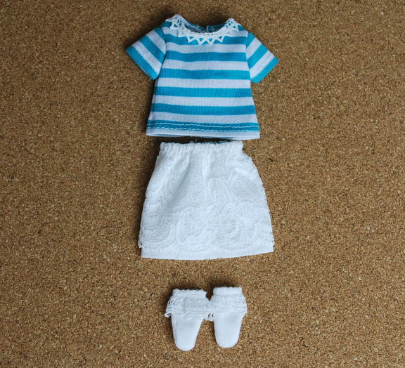 （売切）　カットソー＆ギャザースカートセット/22cmドールサイズ　【sum.】