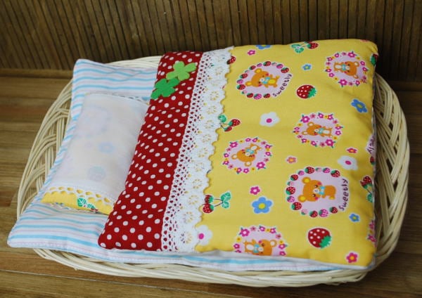 （売切）　ふわふわドリームセット・かご付　【黄色くまいちご】　20cmドールサイズ　【まるしぇらぱん】